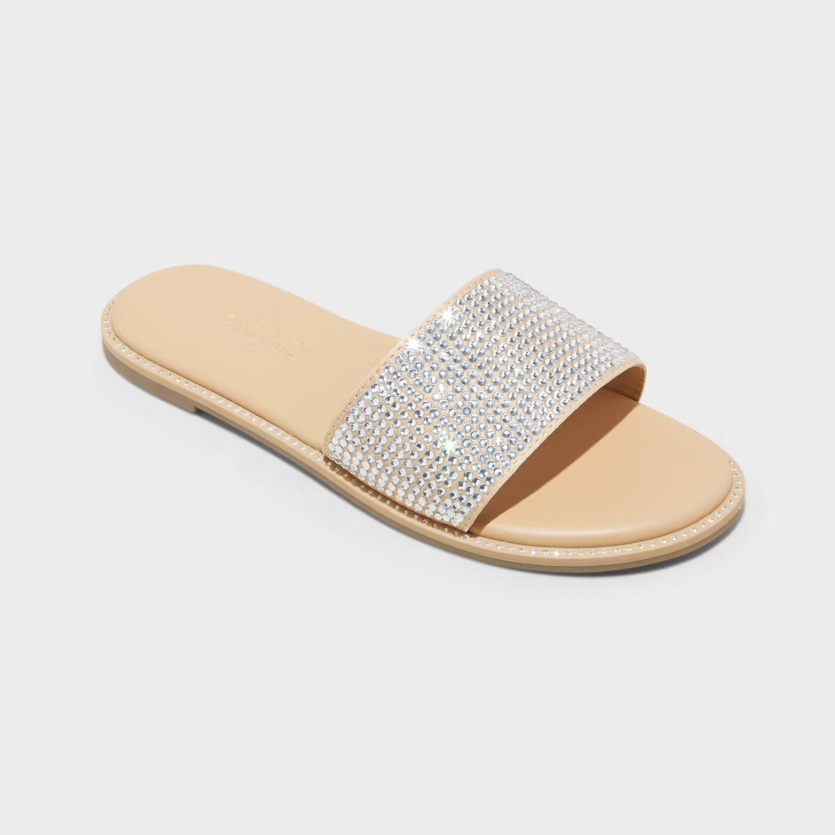 Kids' Heather Rhinestone Slide Sandals - Cat & Jack™ Light Brown | Target