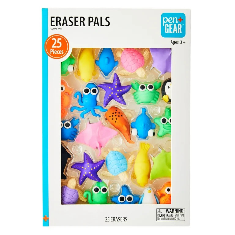 Pen+Gear Eraser Pals, Sea Creatures Theme, Multi-color, 25 Count | Walmart (US)