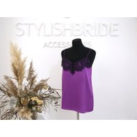 In Stock Size S | Bust 86cm/ 34In Silk Purple Top, Top With Lace - Ready To Ship #1584 | Etsy (US)