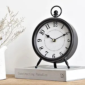Vintage Black Table Clock on Stand, Decorative Desk and Shelf Clock, Rustic Mantel Clock Farmhous... | Amazon (US)