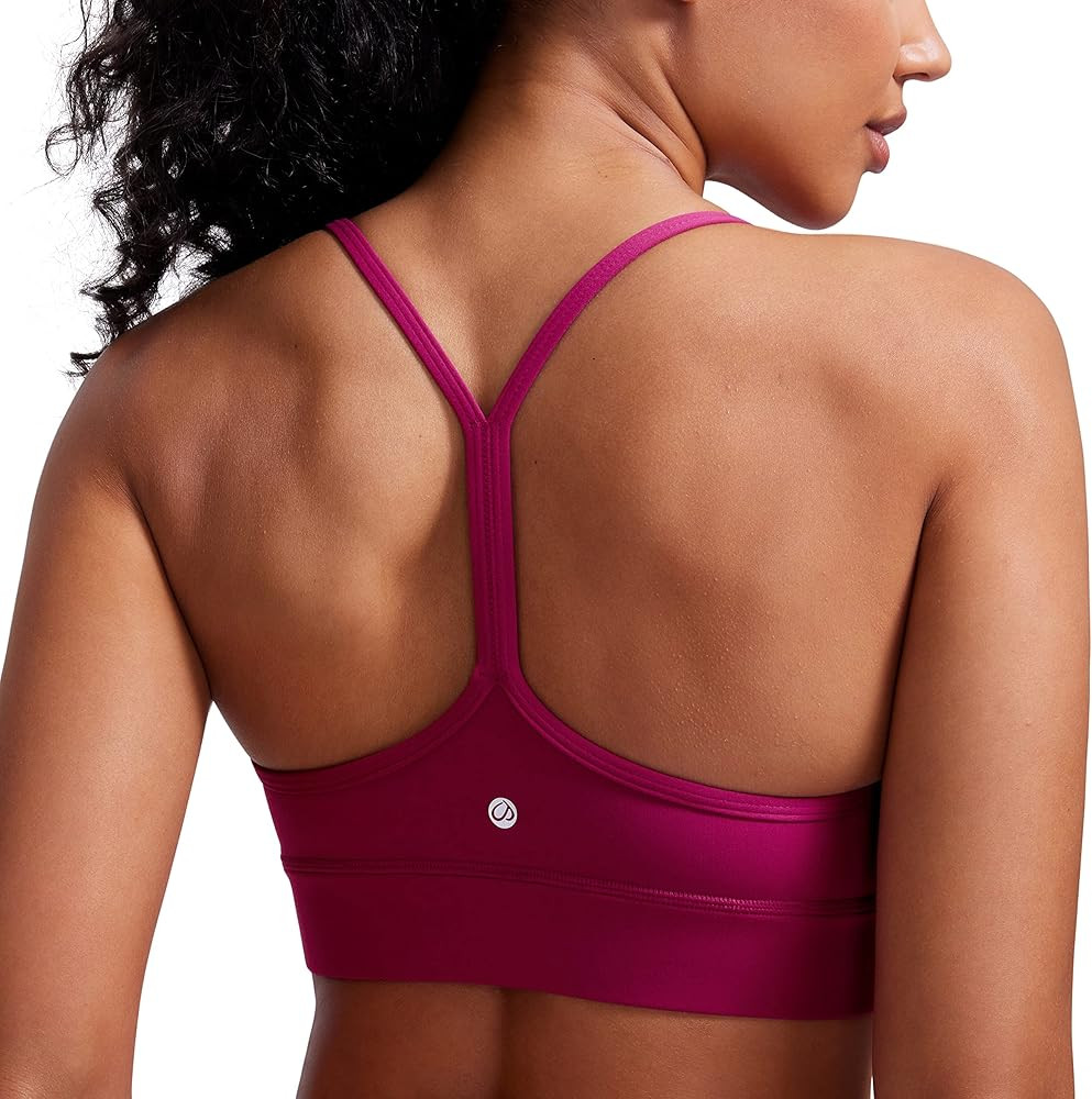 CRZ YOGA Womens Butterluxe Y-Back Racerback Sports Bra - Spaghetti Thin Straps Scoop Neck Athleti... | Amazon (US)