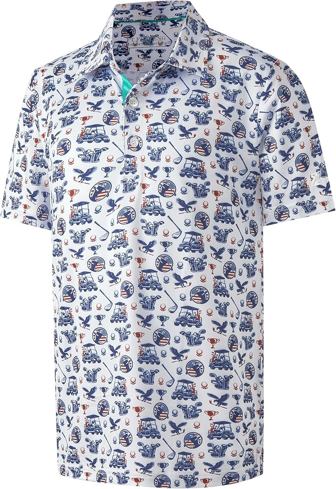 Boys Polo Shirt Short Sleeve Performance Dry Fit Stretch Funny Print Active Casual Collared Golf ... | Amazon (US)