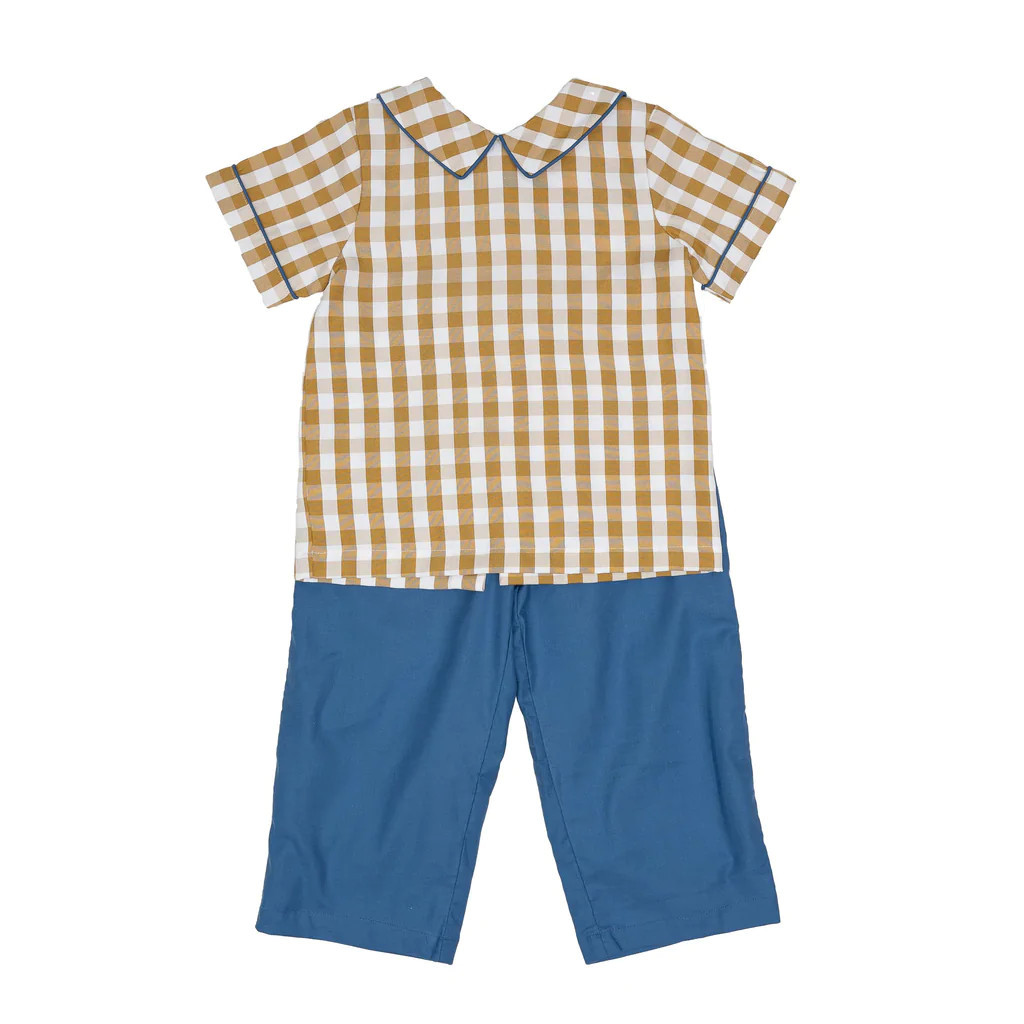 Charles Mustard Check Pants Set | The Oaks Apparel Company