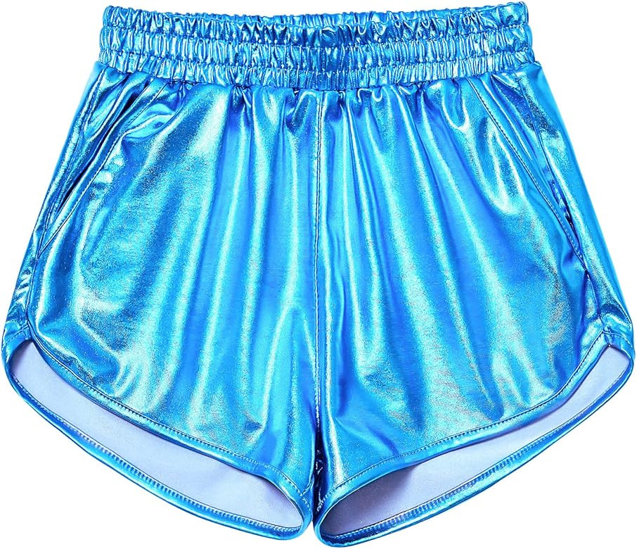 Mirawise Girls Metallic Shorts Shiny Hot Pants Sparkly Dance Outfits Short Pants | Amazon (US)