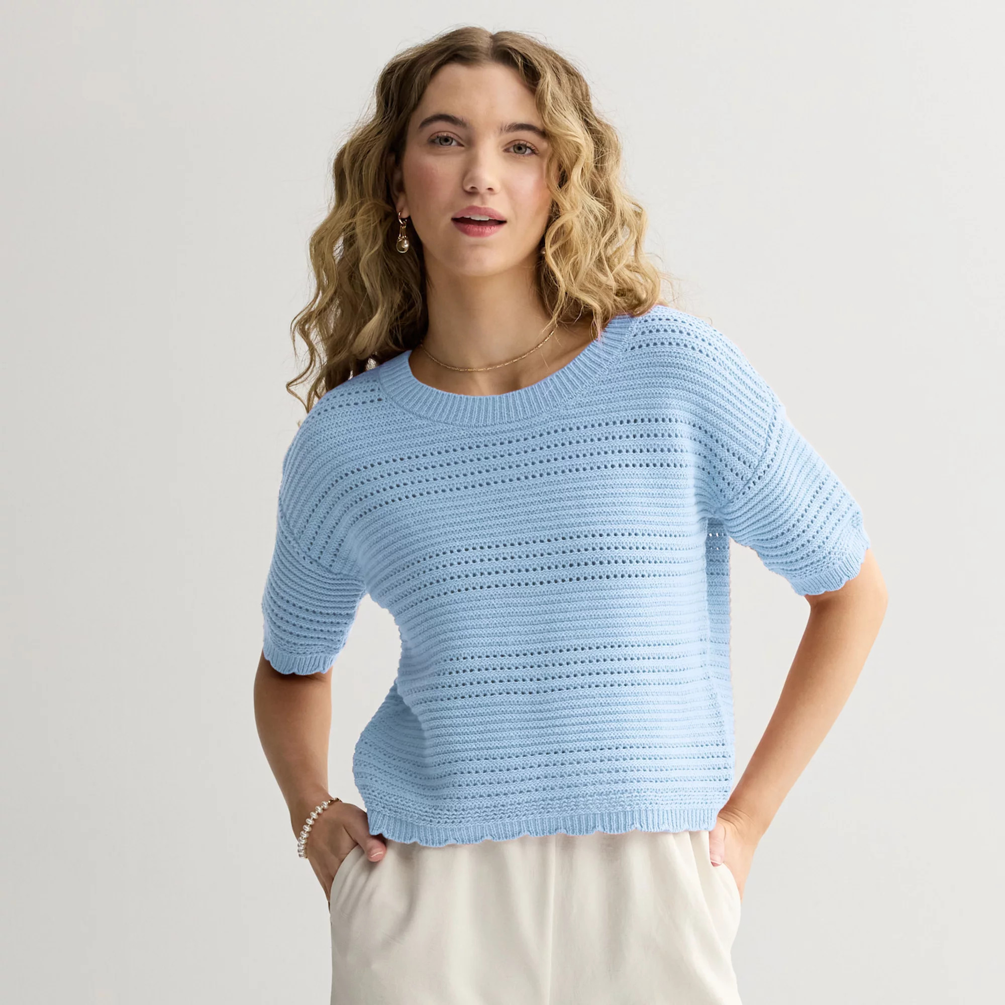 Juniors' Pink Republic Openwork Sweater Top | Kohl's