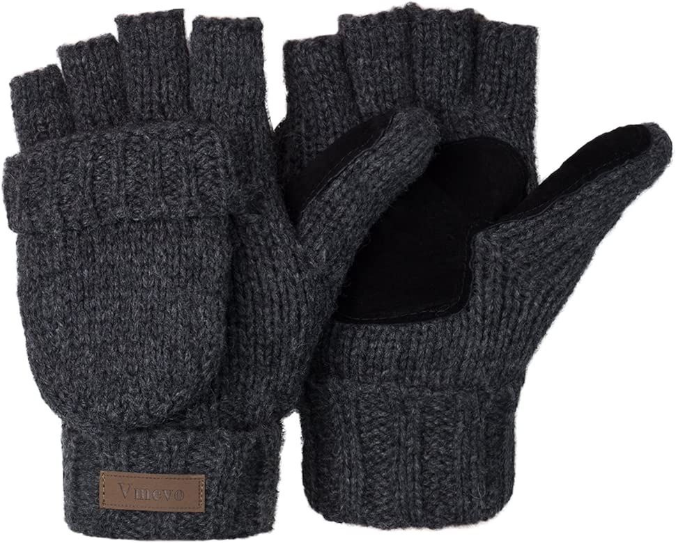 Winter Knitted Fingerless Gloves Convertible Wool Mittens Warm Glove Women & Men | Amazon (US)