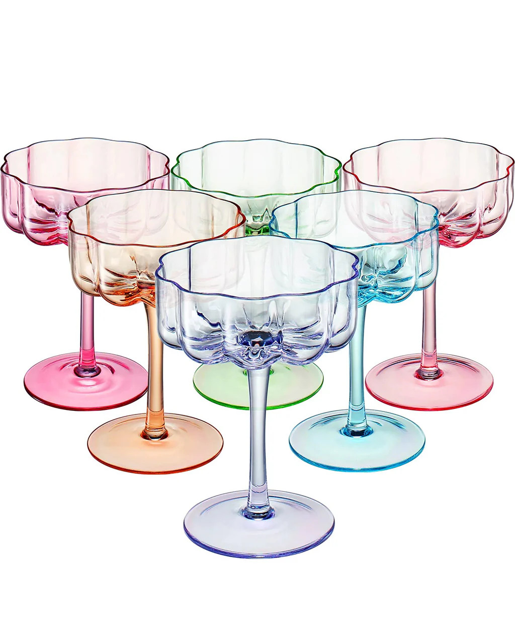 Flower Vintage Wavy Glass Coupes - Set of 6 | ban.do
