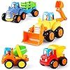 Coogam 4 Pack Friction Powered Cars Construction Vehicles Toy Set Cartoon Push and Go Car Tractor... | Amazon (US)