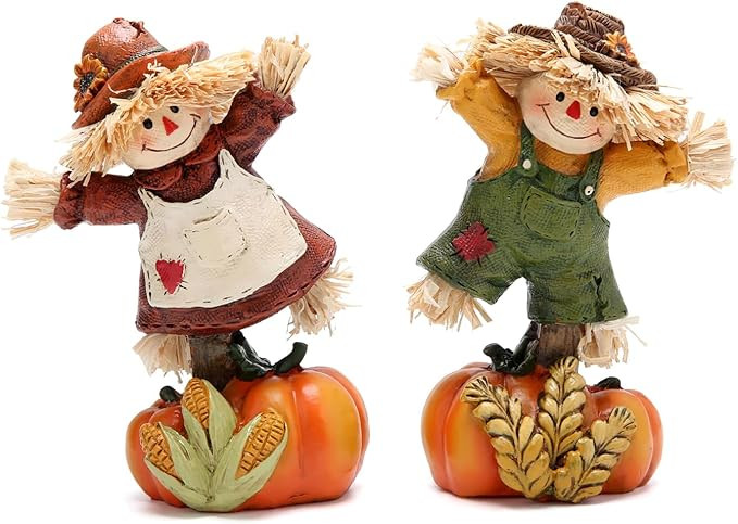 Hodao Collectible Thanksgiving Pumpkin Scarecrow Figurines Harvest Scarecrow Decoration Fall Deco... | Amazon (US)