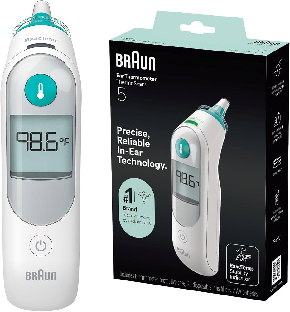 Braun ThermoScan 5 Ear Thermometer, Digital Display, Baby and Infant Thermometer with ExacTemp St... | Amazon (US)