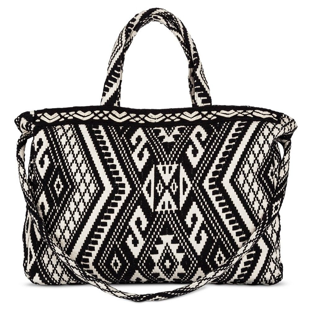 Women's Edge Stitch Tote Handbag Black - Mossimo Supply Co., Size: NA | Target