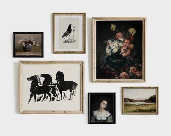 Moody Gallery Wall SET  Vintage Prints  Antique French | Etsy | Etsy (US)
