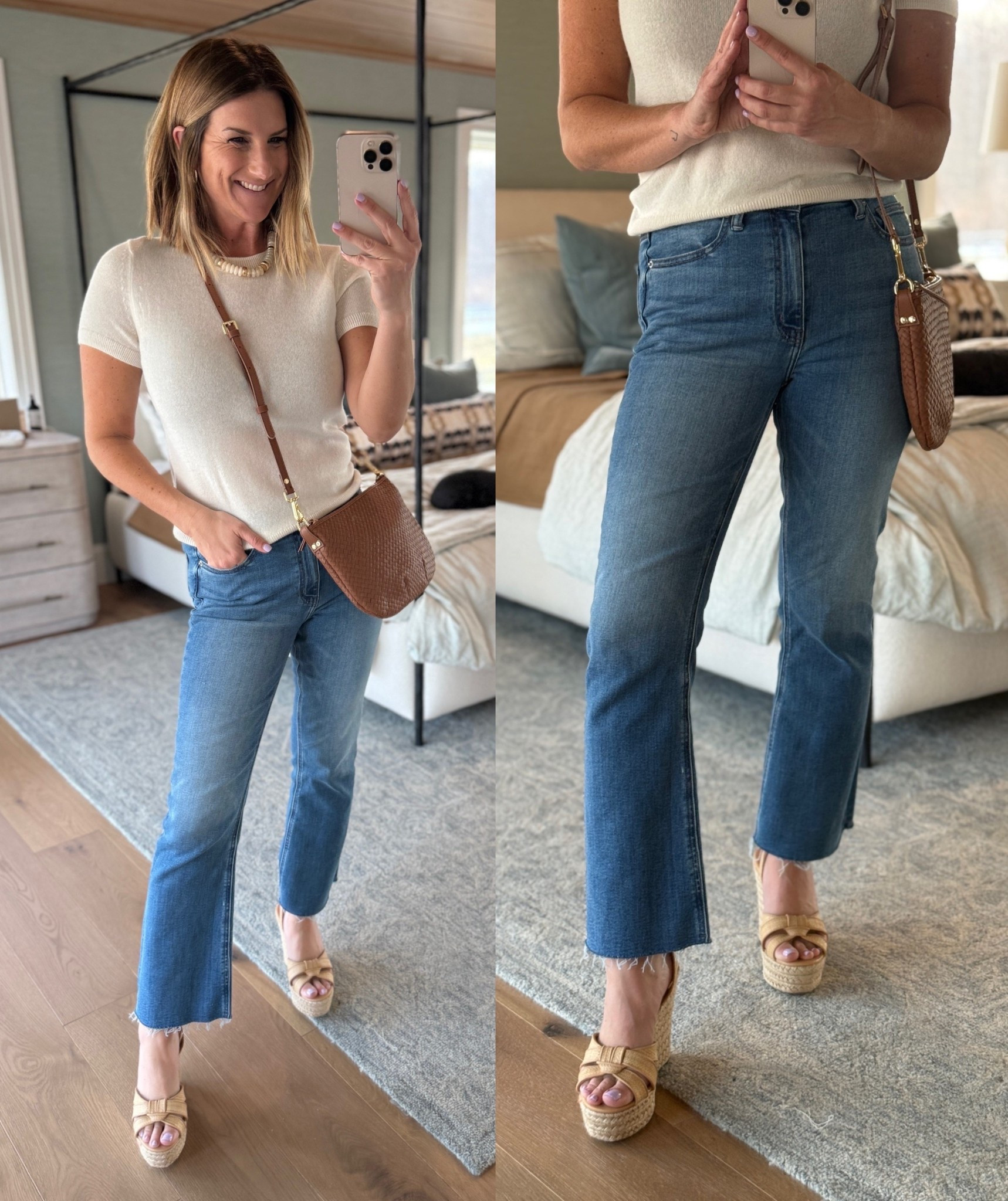 Have you shopped at @onequince before?! It is quickly becoming a favorite place to shop for the team and me! Their pieces are made of high-quality fabrics, and their prices are fair and competitive! They truly have SO much to offer [warning: you will want to buy it all]! I just got all of these pieces in and can’t believe just how great they are [and the price that I paid for them!]

Cashmere Tee [true to size, wearing in S]: https://bit.ly/3O3yqU5

Italian Leather Handwoven Bag: https://bit.ly/4t0EZae

$50 Jeans [true to size, wearing in 27 in the 28” inseam for 5’4]: https://bit.ly/4t0FHUW

#quincepartner

#LTKWorkwear #LTKootd #LTKTravel