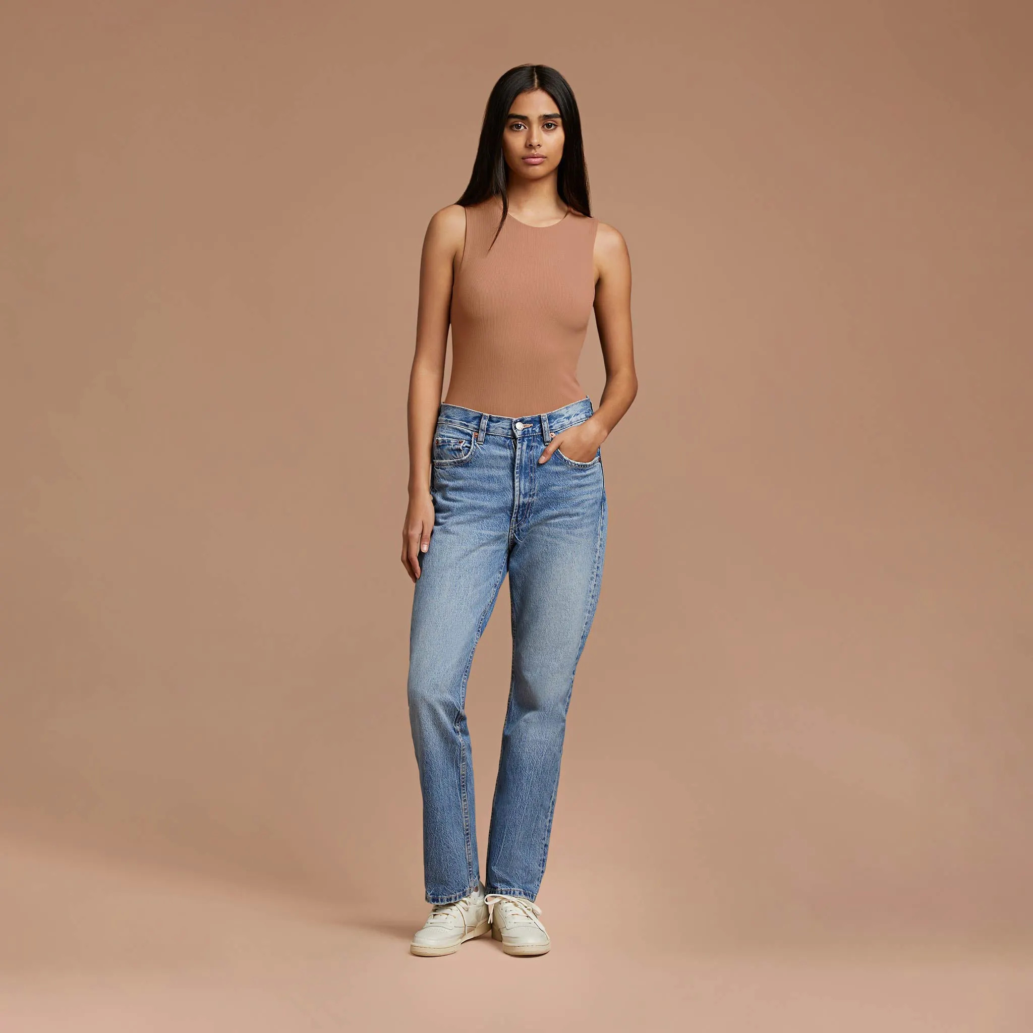 Women's Ribbed Crew Tank Bodysuit | nuuds