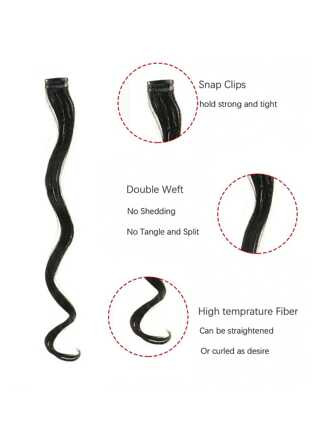5 Pcs Colored Hair Extensions Party Highlights, Curly Wavy Hairpiece Clip in Synthetic Streak for... | SHEIN