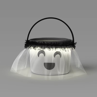 Halloween Light Up Plush Ghost Round Polyester Trick or Treat Pail - Hyde and EEK! Boutique™ | Target