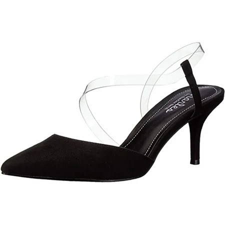 CHARLES DAVID Alda Black Suede Clear Strap Mid Heel Pumps (8.5) | Walmart (US)