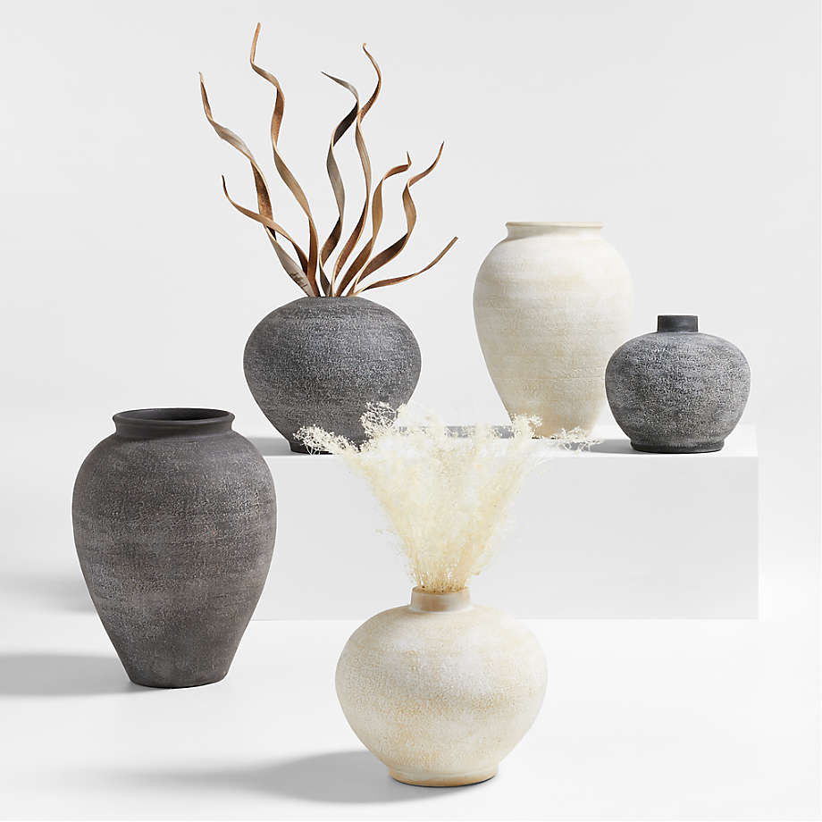 Ophelia Matte Natural Large Vase 17" + Reviews | Crate & Barrel | Crate & Barrel