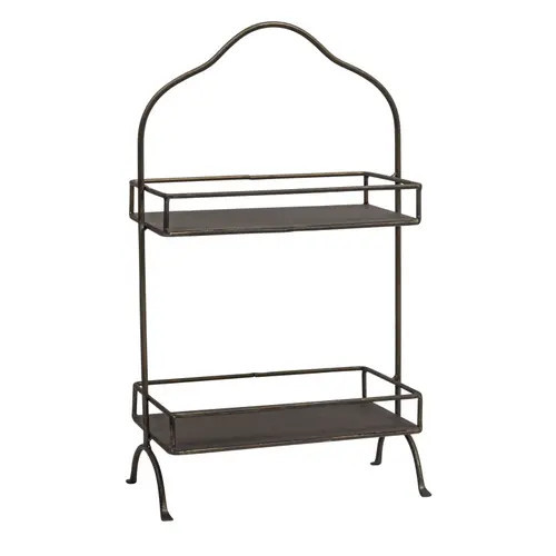 Storied Home Decorative Metal 2 Tier Tray with Handle in Black at Nordstrom | Nordstrom