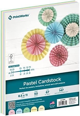 Printworks Pastel Cardstock 67 Pound, Vellum, 8.5 X 11-Inch, Assorted Colors, 50 Sheets Per Pack ... | Amazon (CA)