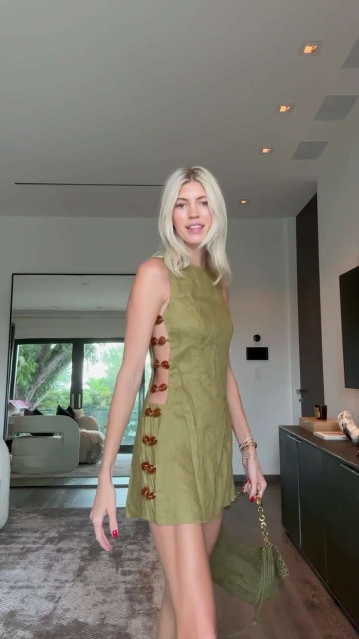 How fun is this side beaded detail?! 🤍 It has built in shorts & I paired this with suede green sandals.  

 #LTKStyleTip #LTKShoeCrush #LTKItBag