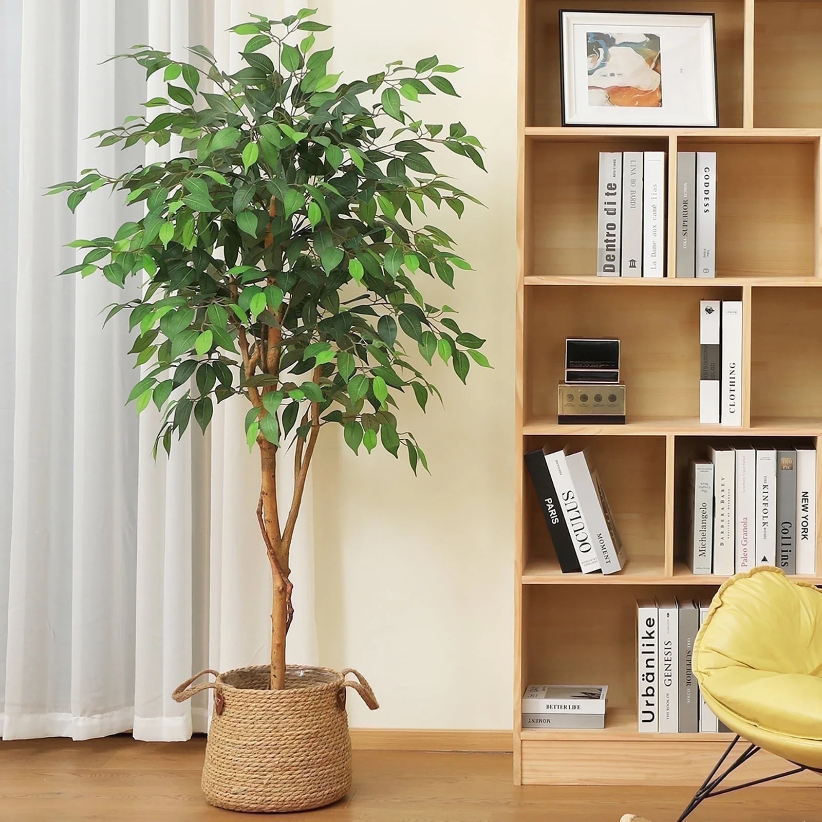 DR.Planzen 5 feet Artificial Ficus Tree, Tall Lifelike Greenery with Natural Wood Trunk for Livin... | Walmart (US)