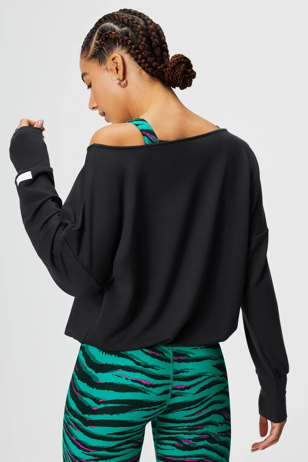 Luxe Terry Off Shoulder Pullover | Fabletics - North America