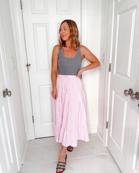 American Eagle Midi Skirt 40% off! Wearing my true size small—if between sizes size up! 

Maxi skirt, American Eagle, vacation style, summer outfits 

#LTKstyletip #LTKfindsunder100 #LTKsalealert