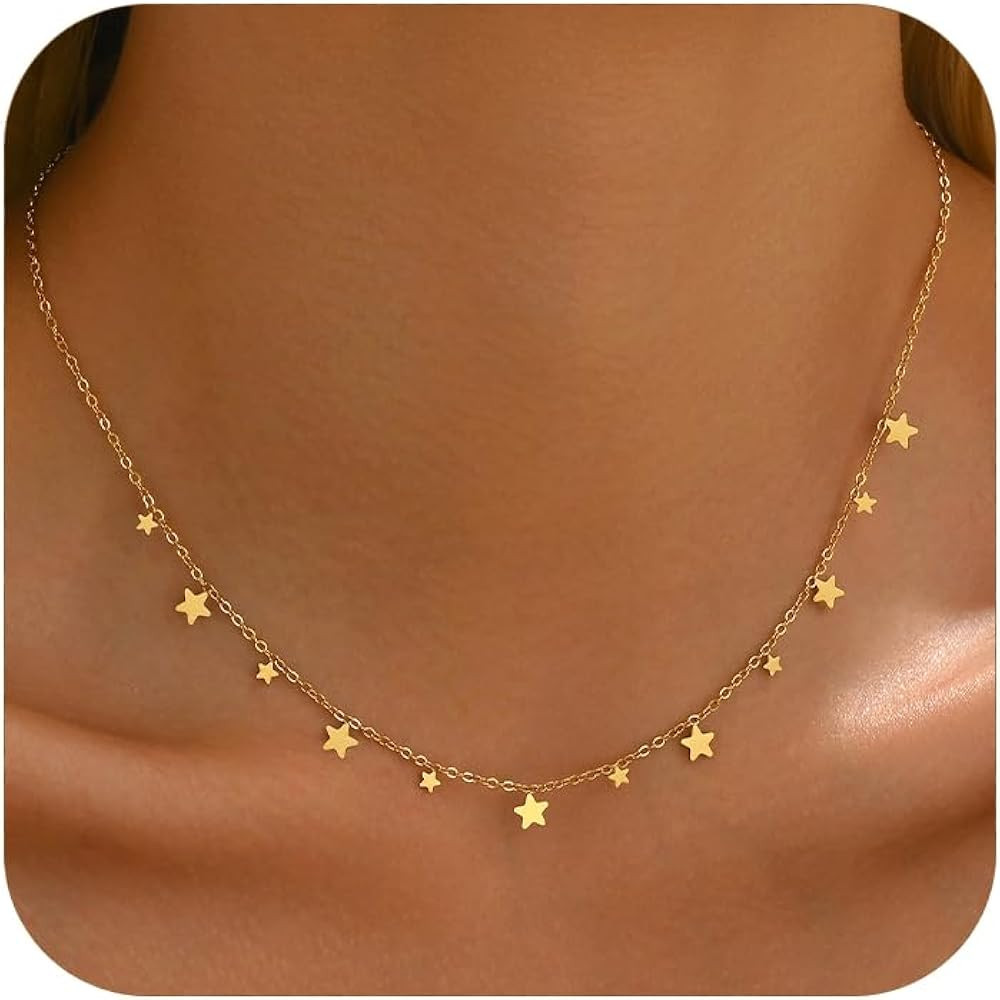 Gold Chain Necklace for Women 18K Gold Plated Stainless Steel Necklace Dainty Star Cross Heart Ch... | Amazon (US)