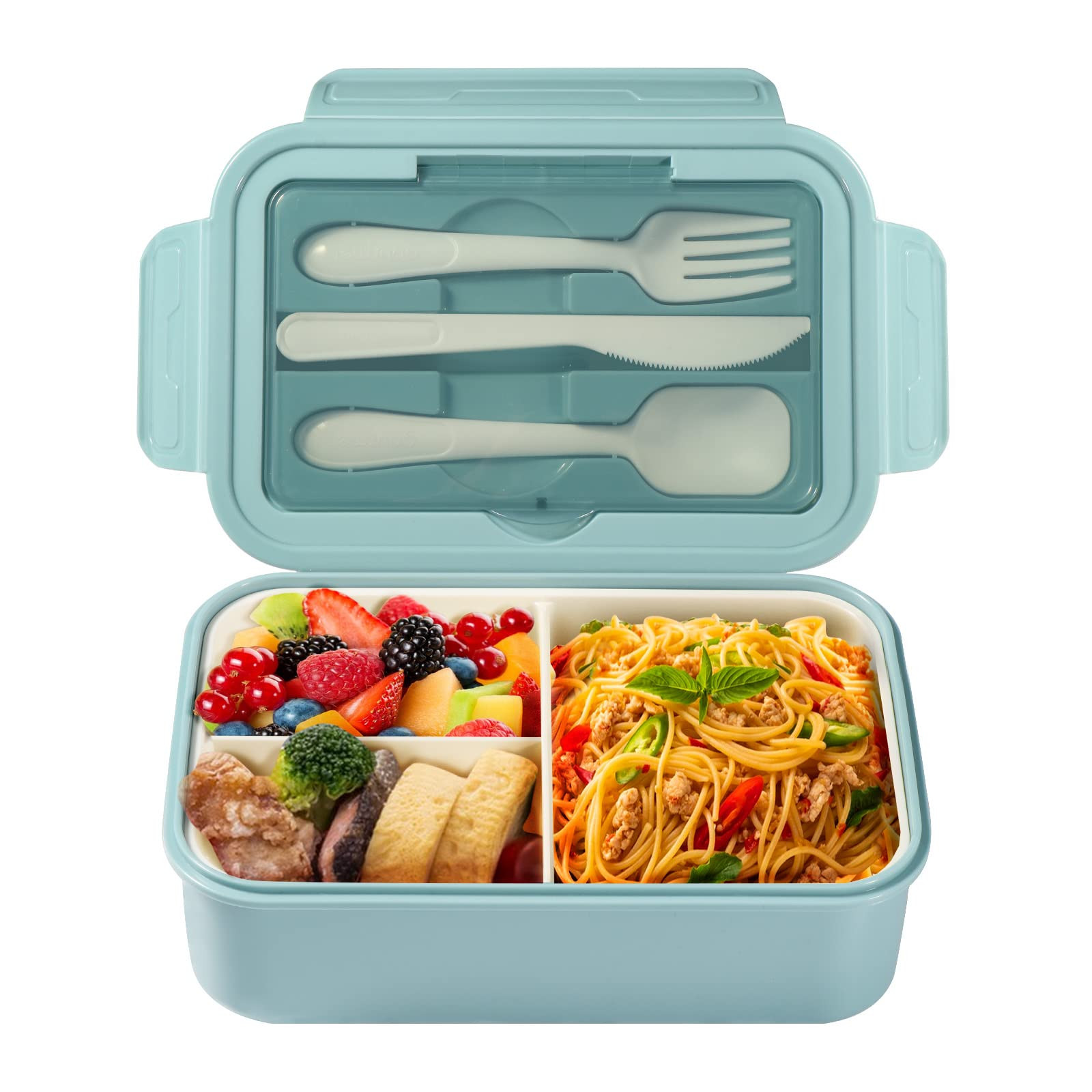 Diboniur Porta Pranzo, Lunch Box con Posate, 1400ml Bambino Adulto Bento Box con 3 Scomparti, Sch... | Amazon (IT)