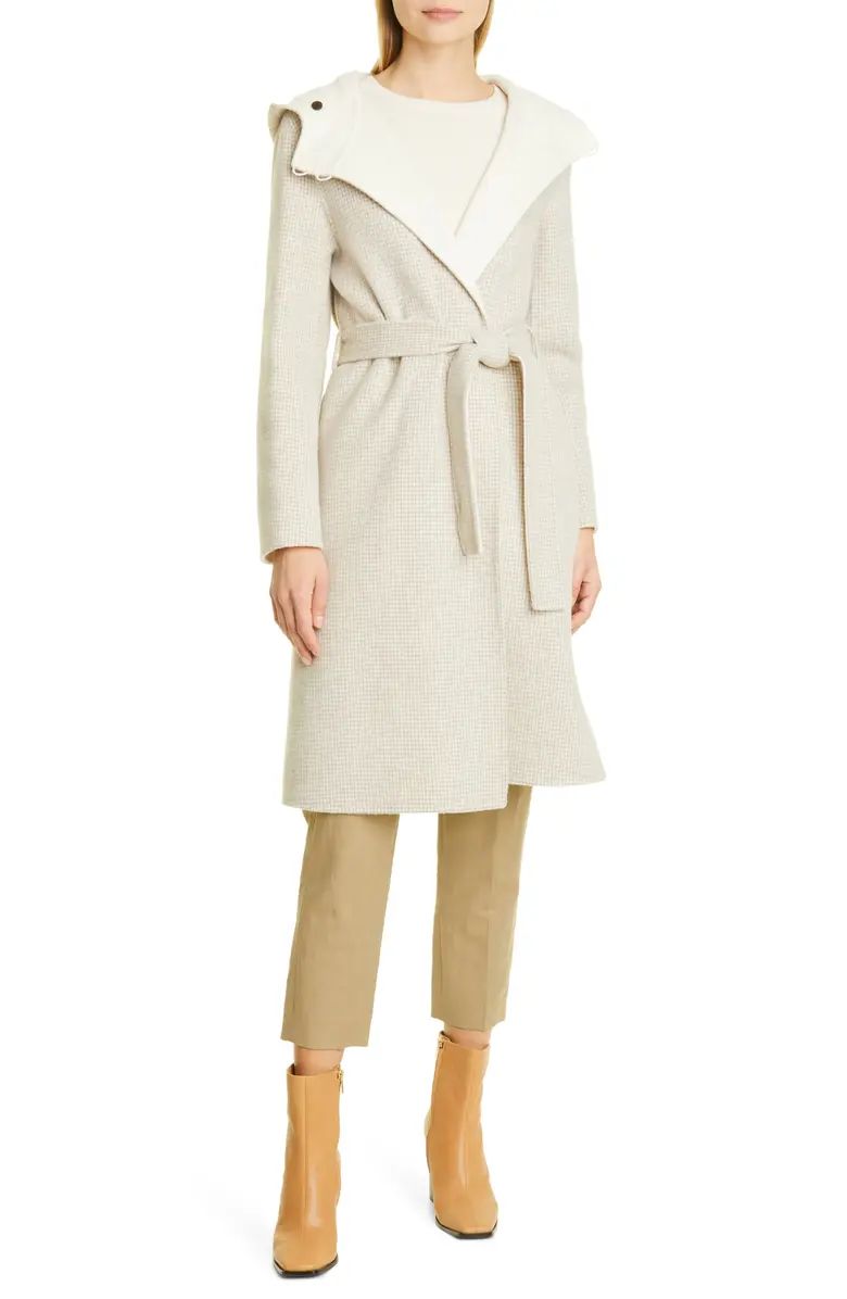 L. New Hooded Gingham Wool Blend Wrap CoatTHEORY | Nordstrom