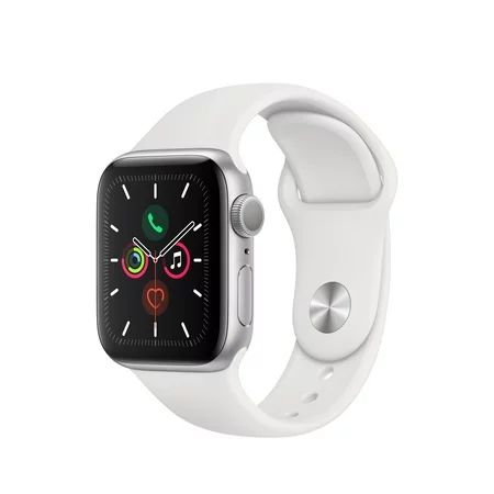 Apple Watch Series 5 GPS, 40mm Silver Aluminum Case with White Sport Band - S/M & M/L | Walmart (US)