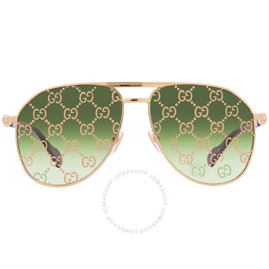 Gucci Green Logo Pilot Men's Sunglasses GG1220S 004 59 | Jomashop.com & JomaDeals.com