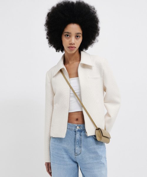 Tweed Zip-Up Jacket Ivory | Musinsa Global