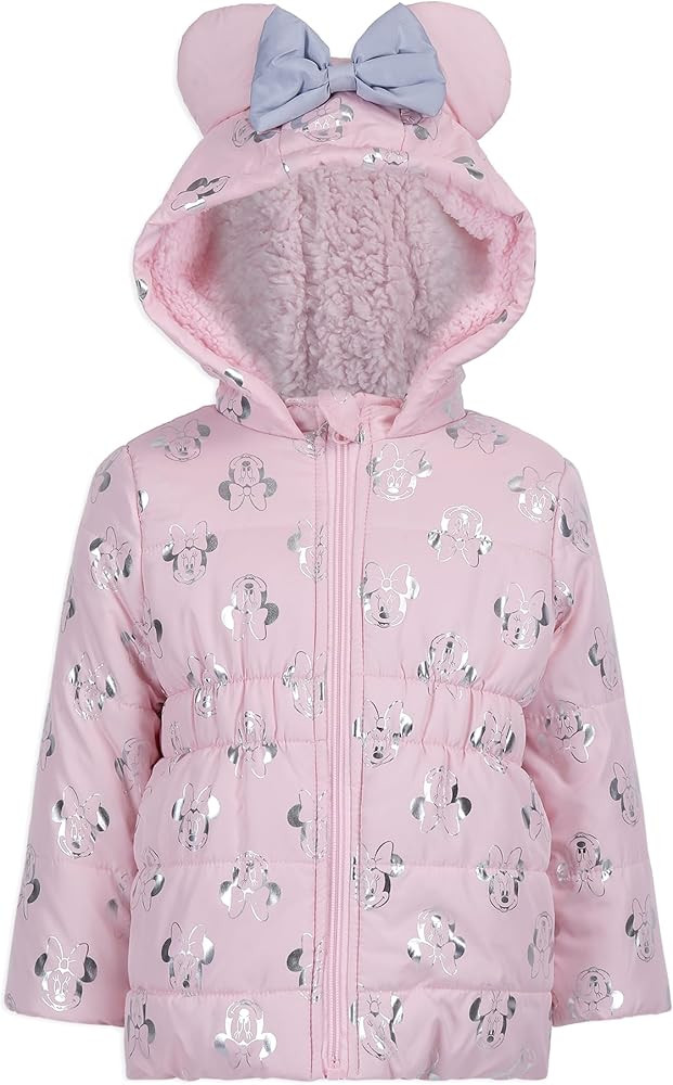 Disney Minnie Mouse Girls Puffer Jacket with Ears and Bow for Toddlers, Little Kids, and Big Kids | Amazon (US)