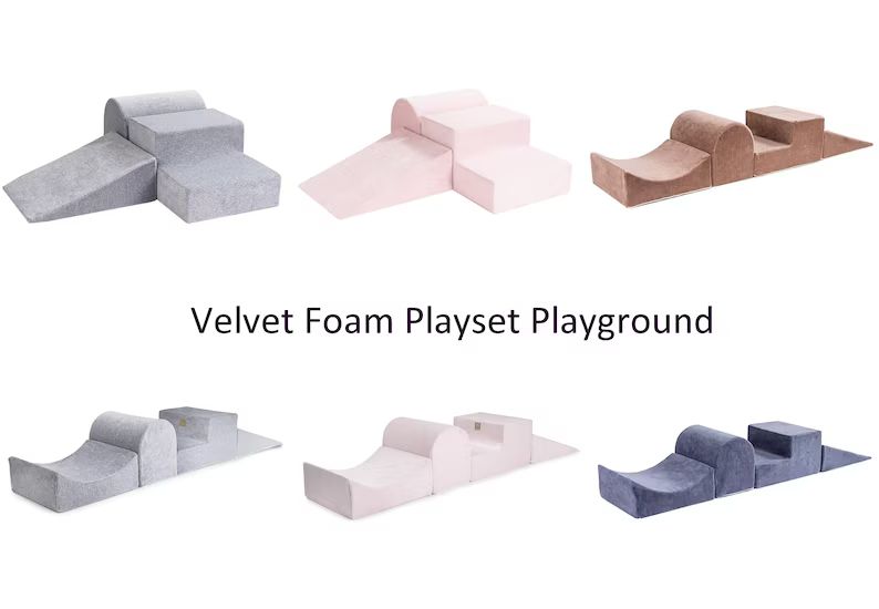 Climbing Home Playground Gym Foam Playset Cotton Velvet Gray | Pink | Beige | Blue | Etsy (US)