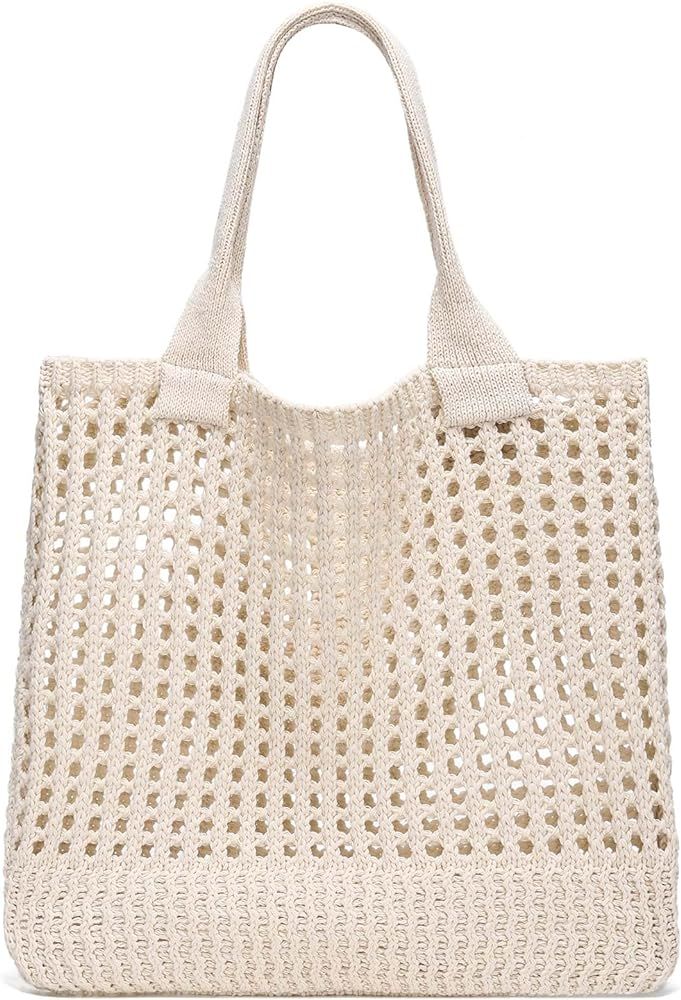 CATMICOO Crochet Beach Bag Tote: Small Knit Bag Summer Shoulder Bag for Vacation | Amazon (US)