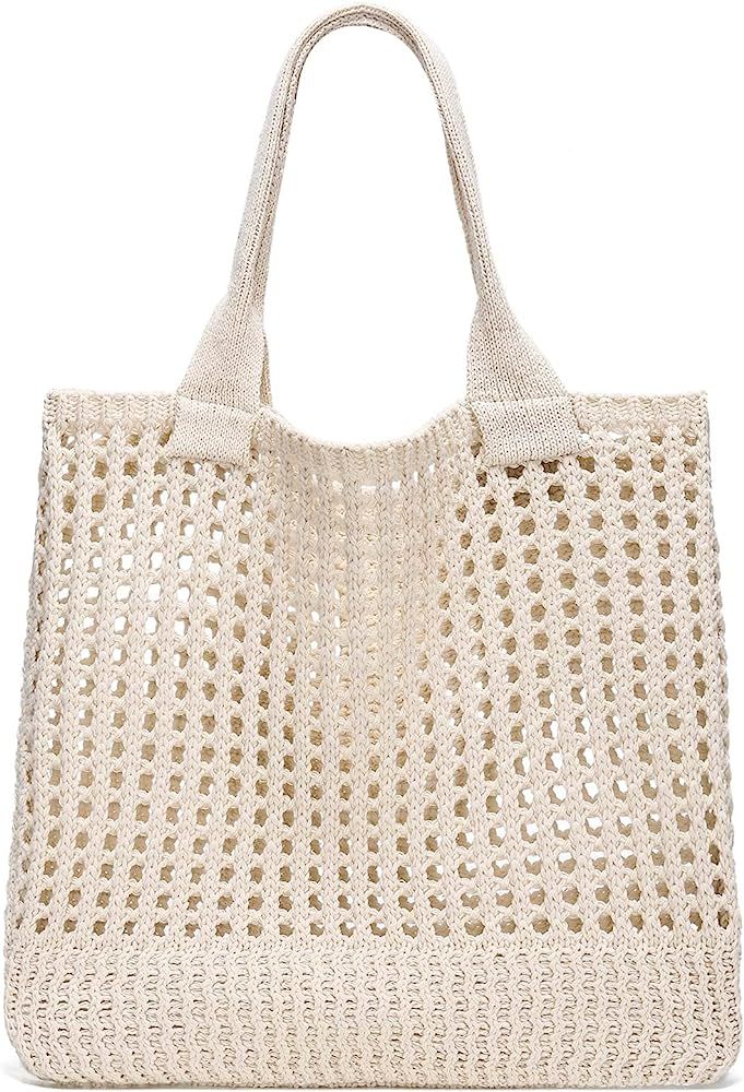 CATMICOO Crochet Tote Bag Aesthetic Mesh Beach Bags for Women | Amazon (US)