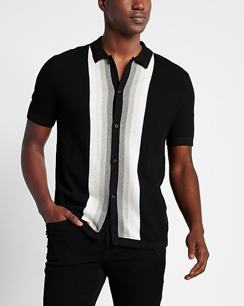 Striped Short Sleeve Cotton Polo Sweater | Express