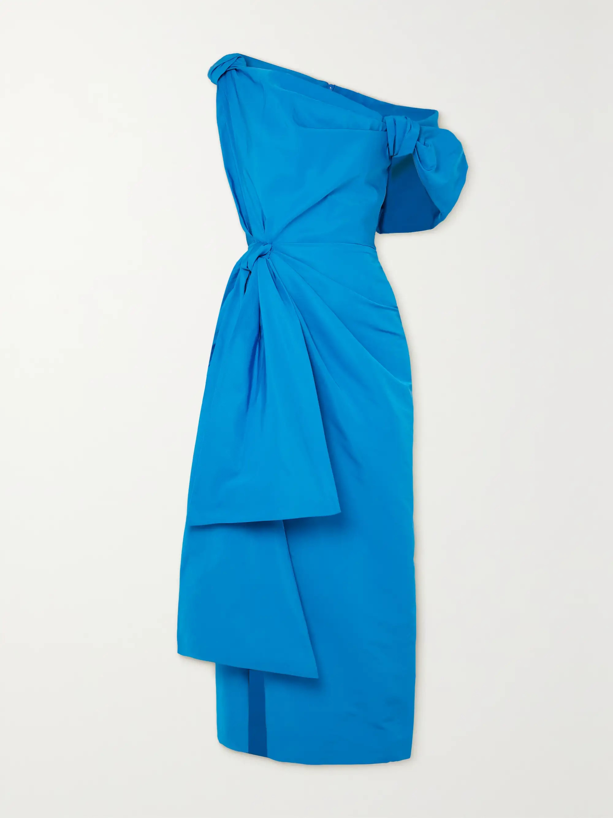 ALEXANDER MCQUEEN One-shoulder asymmetric knotted faille midi dress | NET-A-PORTER | NET-A-PORTER APAC