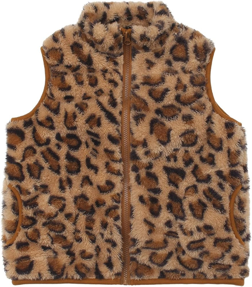 JESKIDS Girls' Boys Sherpa Fleece Vest Outwear Lightweight Solid Color Cute Jacket with Pockets 2... | Amazon (US)