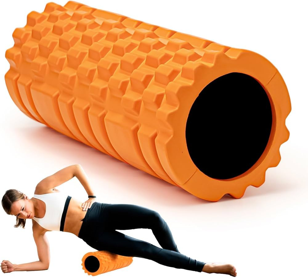 Foam Roller High Density 13" Patented Exercise Roller for Deep Tissue Muscle Massage, Muscle Massage and Myofascial Trigger Point Release, Relieves Muscle Pain, Improves Mobility (Orange) | Amazon (US)