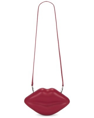 SIMONMILLER Vegan Leather Lip Clutch in Lucky Red | FWRD | FWRD 