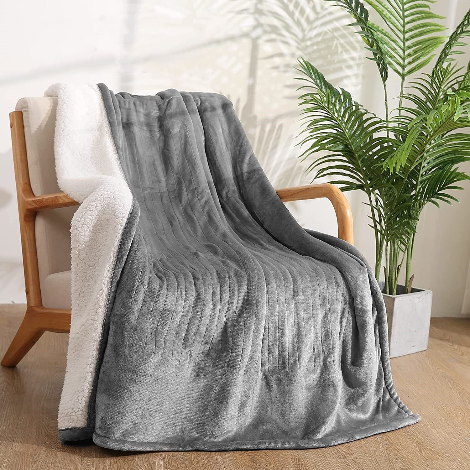 Maxkare Electric Blanket Heated Throw Blanket Flannel & Sherpa Reversible Fast Heating Blanket 50... | Walmart (US)