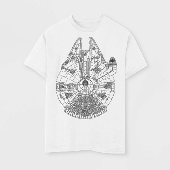 Boys' Star Wars Line Art Falcon T-Shirt - White | Target
