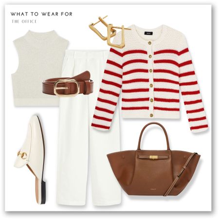 A chic white tan & red office look for spring summer ❤️

Parisian chic, white linen trousers, me & em, H&M, demellier tan tote bag, cream Gucci loafers, gold hoops, workwear  

#LTKSeasonal #LTKstyletip #LTKeurope