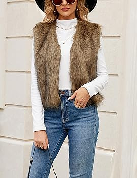 Tanming Women's Fashion Autumn and Winter Warm Short Faux Fur Vests | Amazon (US)