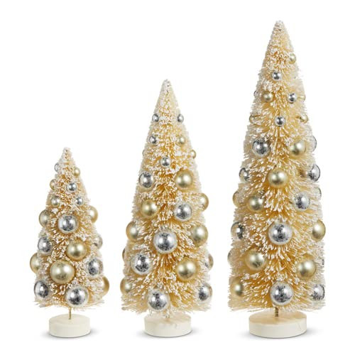 RAZ Imports Snowy Bottle Brush Trees with Ornaments, 15 inches | Amazon (US)