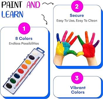 Neliblu 24-Color Watercolor Paint Set - Washable Palette with 8 Brushes - Ideal for Classrooms, A... | Amazon (US)