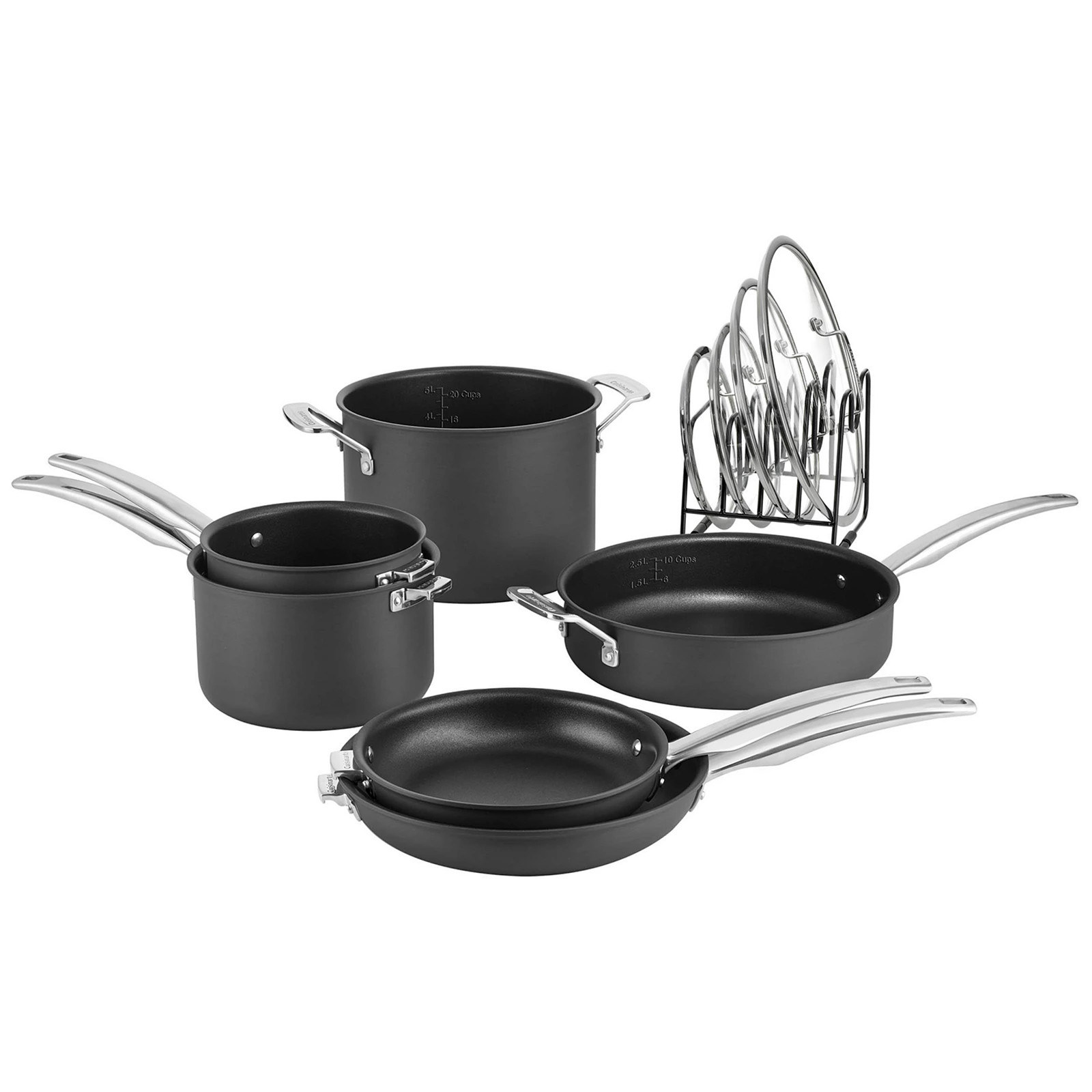 Cuisinart 11 pc. Nonstick Hard-Anodized Nesting Cookware Set, Silver | Kohl's
